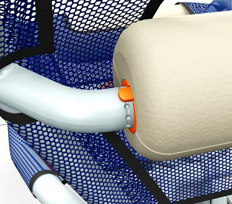 Detailansicht eines klappbaren Fahrzeugsitzes
